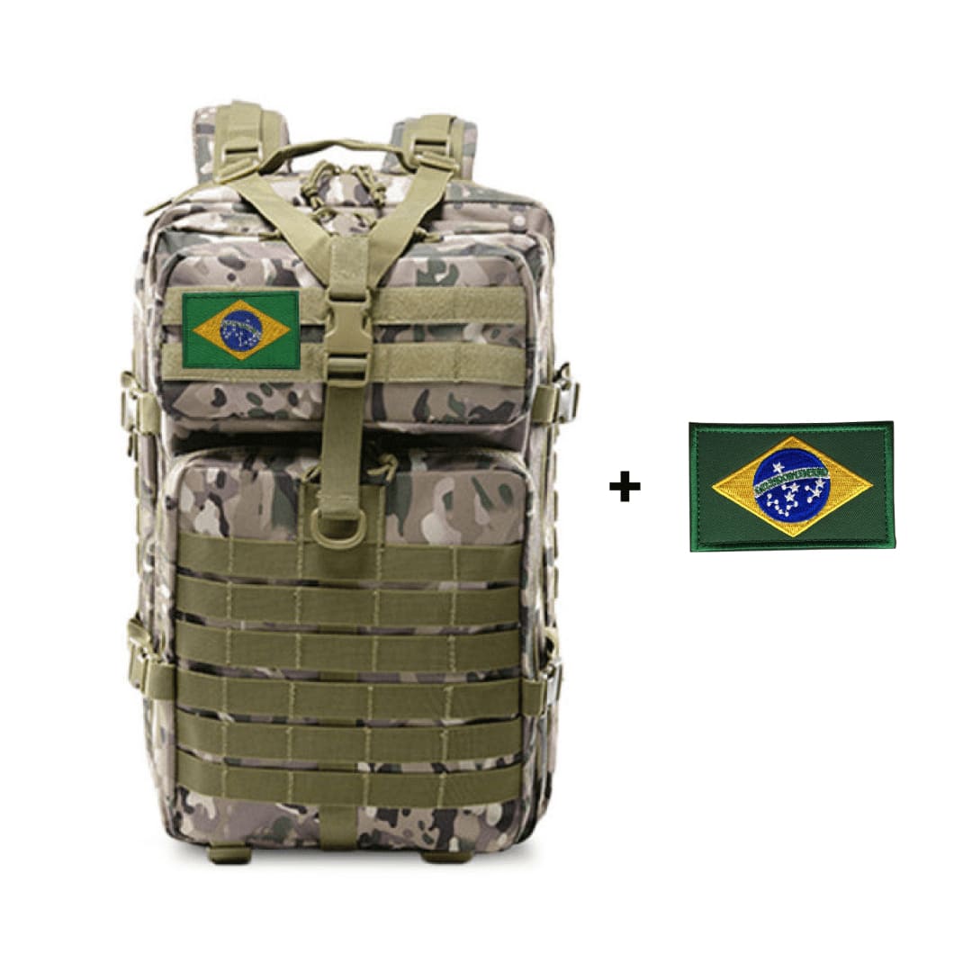 Mochila Tactical 50L + Bandeira do Brasil